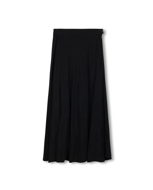 Slate Black A Line Linen Skirt W-25476