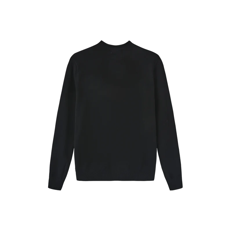 Novella Black Floral Mock Neck Knit Sweater W-28587