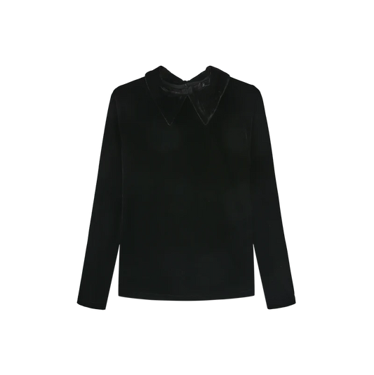 Nostalgia Black Velvet Collared Shirt W-29198