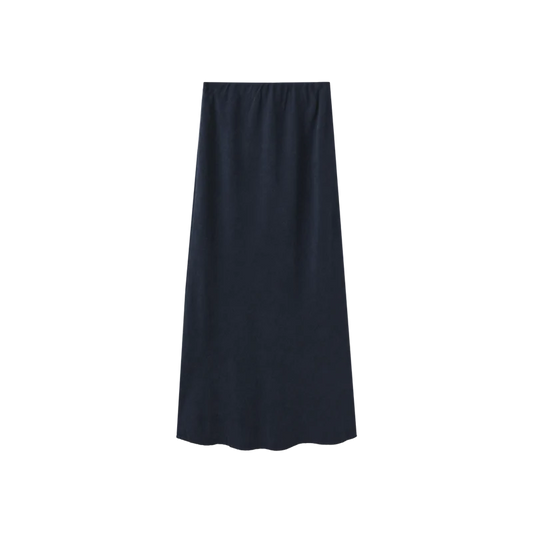 Beige Navy Cupro Skirt W-28308