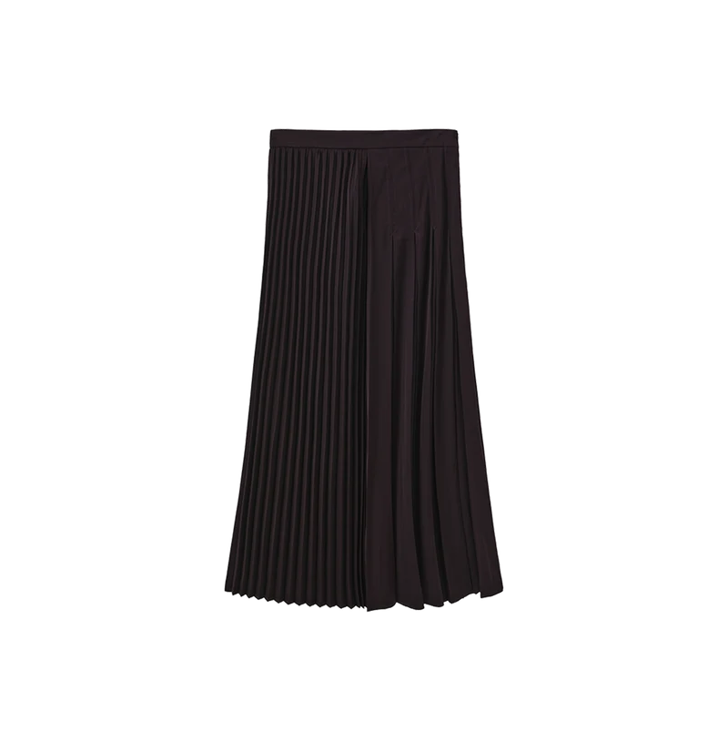Portrait Purple Double Pleated Band Skirt W-28606