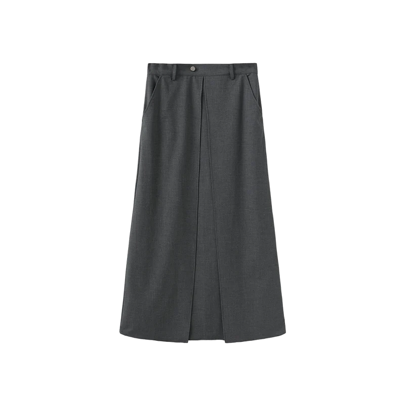 Modelle Grey Stitch Kick Pleat Skirt W-29739