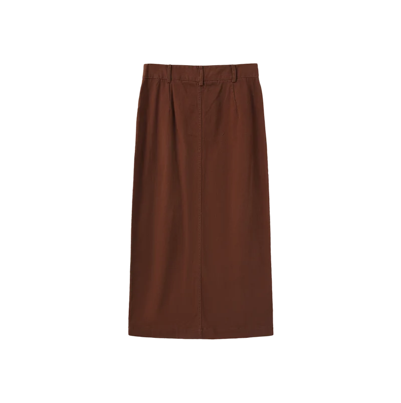 Shift Brown Canvas Straight Maxi Skirt W-29326