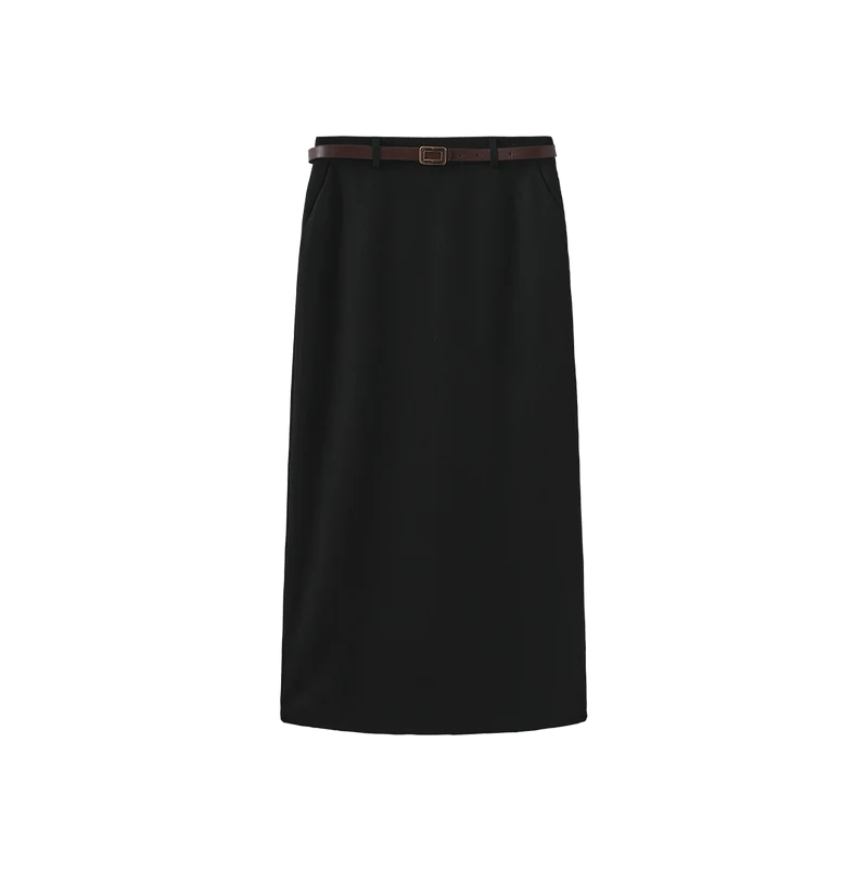 Shift Black Belted Suit Skirt W-27813