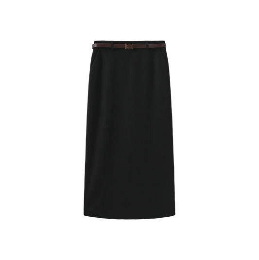 Shift Black Belted Suit Skirt W-27813