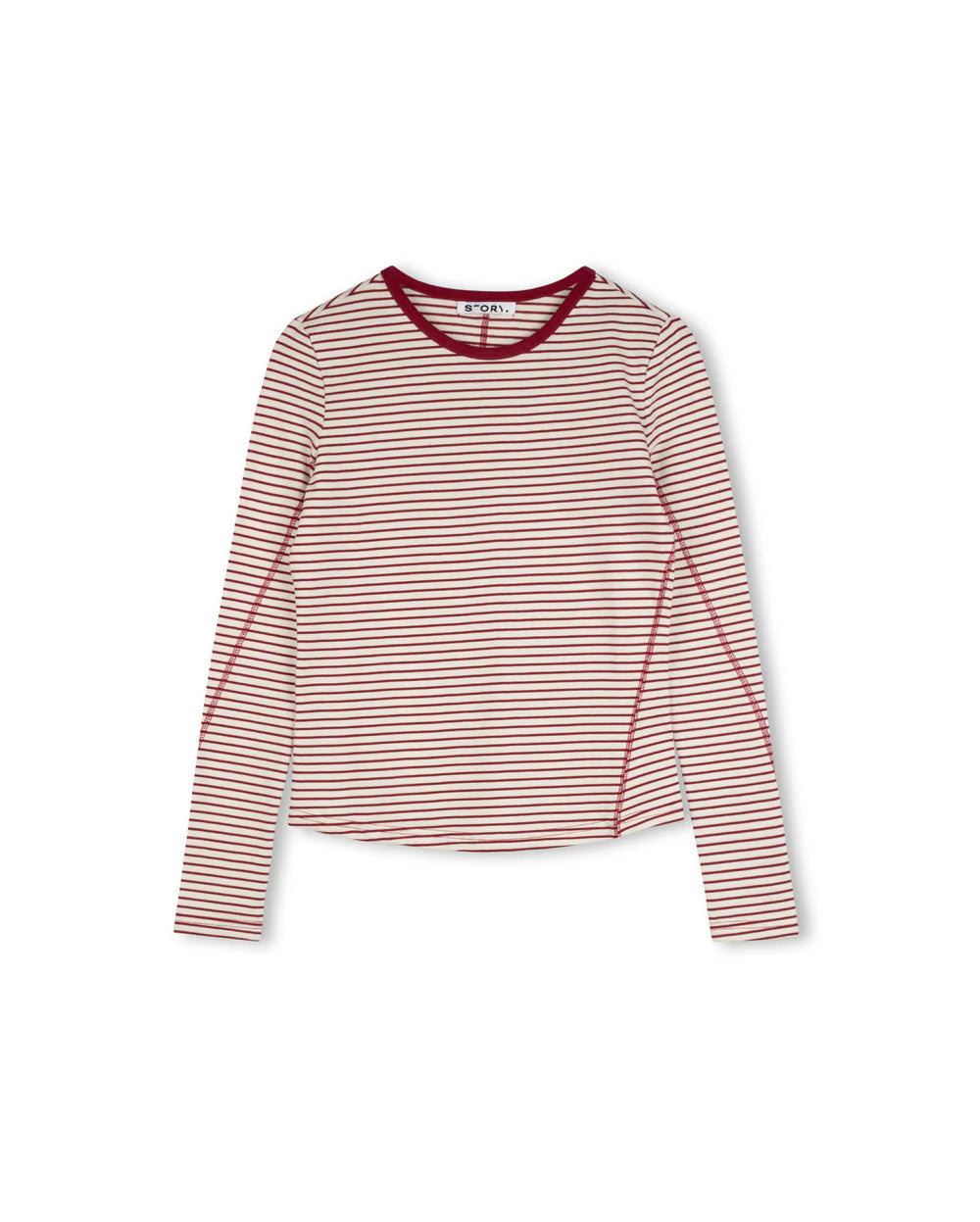 Story Burgundy Striped Tee w-26452