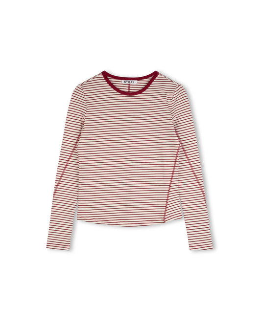 Story Burgundy Striped Tee w-26452