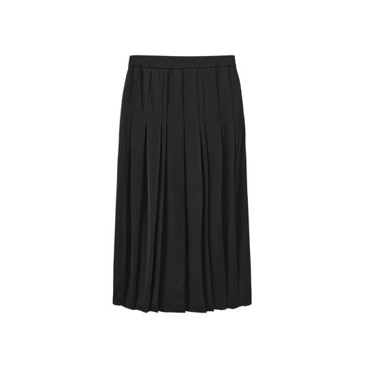 Begonia Black Silk Double Pleat Skirt W-29574