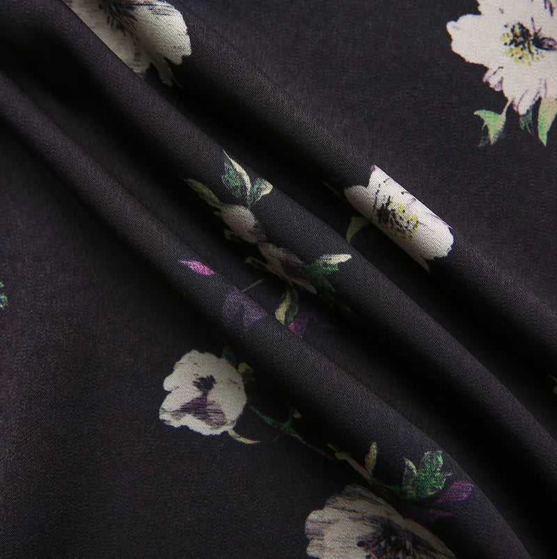 Novella Black Floral A Line Slip Skirt W-26946