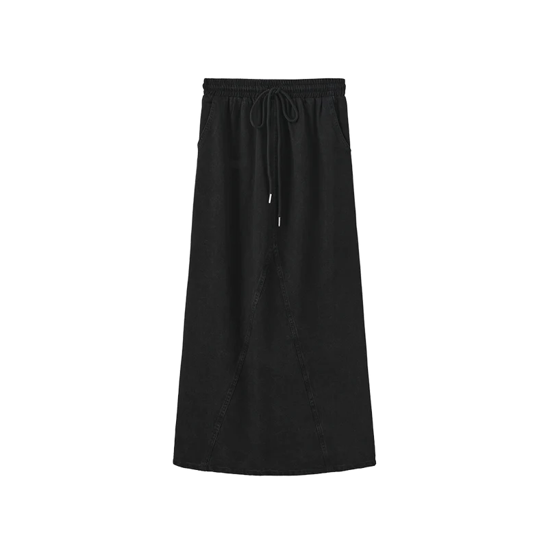 Slate Fade Denim Drawstring Skirt W-29410