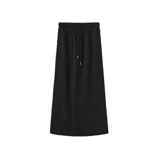 Slate Fade Denim Drawstring Skirt W-29410