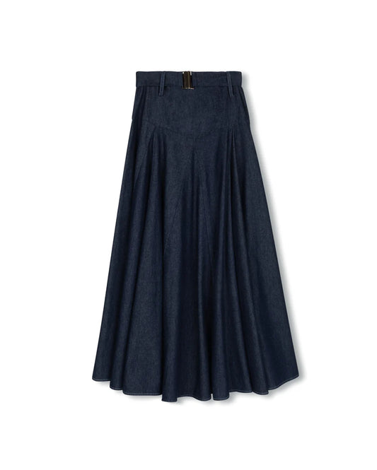 Modelle Chambray Denim Belted Skirt w-25544