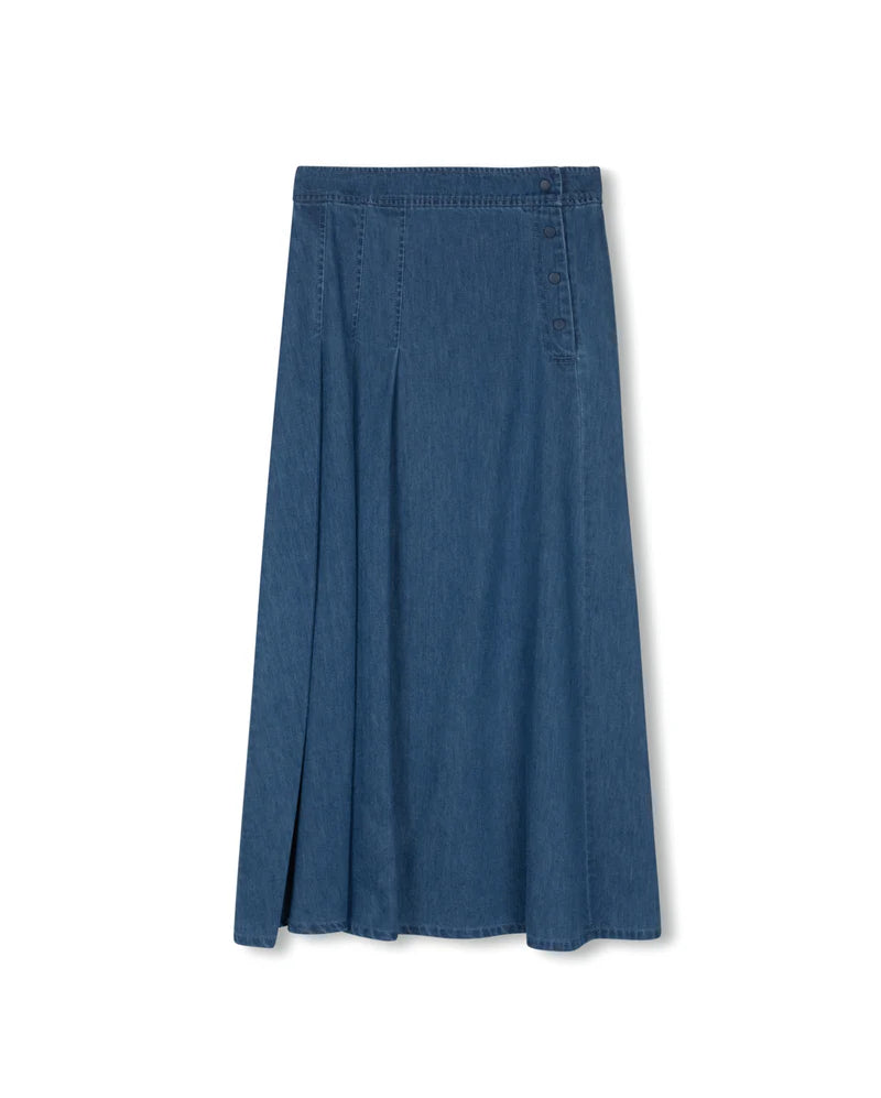 Slate Denim Flair Maxi Skirt W-25098