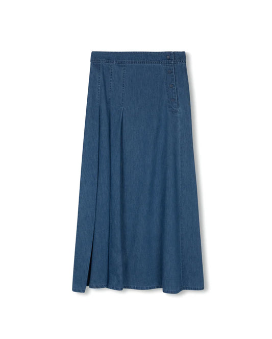 Slate Denim Flair Maxi Skirt W-25098