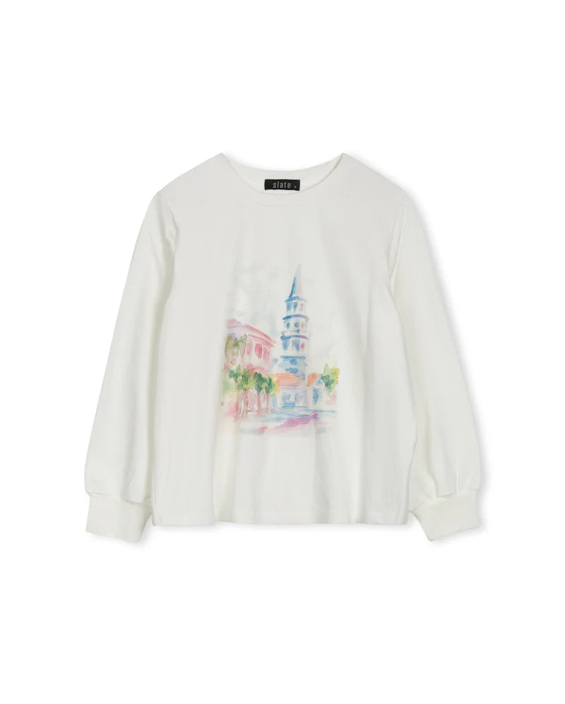 Slate White/Blue Graphic Tee W-26622