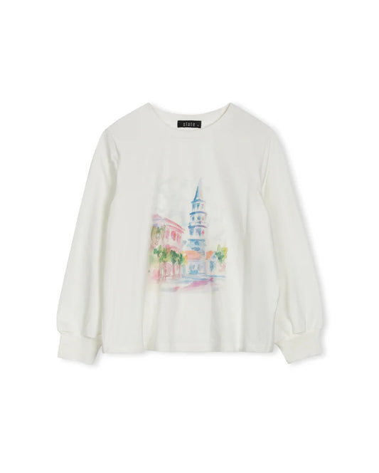 Slate White/Blue Graphic Tee W-26622