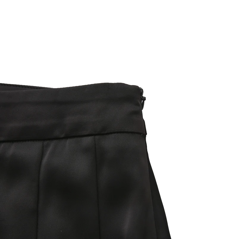 Begonia Black Silk Double Pleat Skirt W-29574