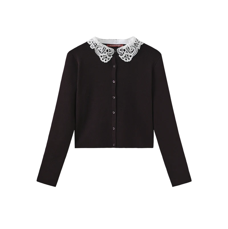 Gemma Albright Plum Lace Collar Cardigan W-29091