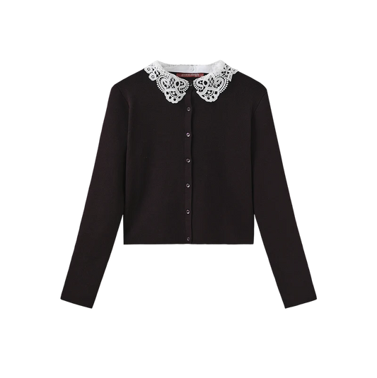 Gemma Albright Plum Lace Collar Cardigan W-29091