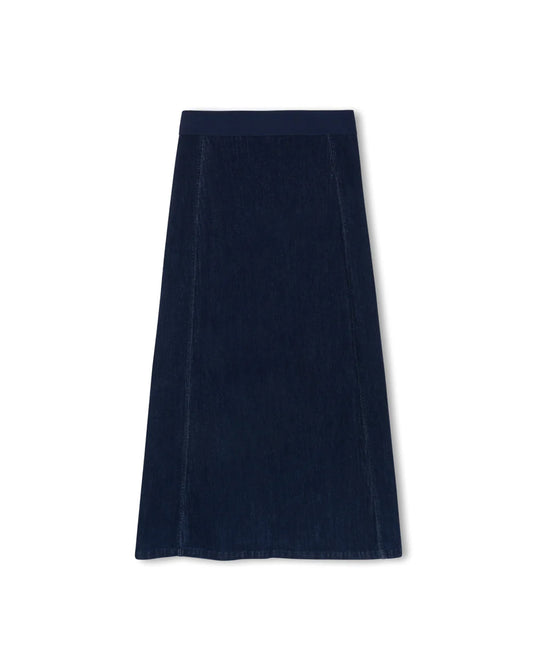 Slate Denim Seamed Maxi Skirt w-25808