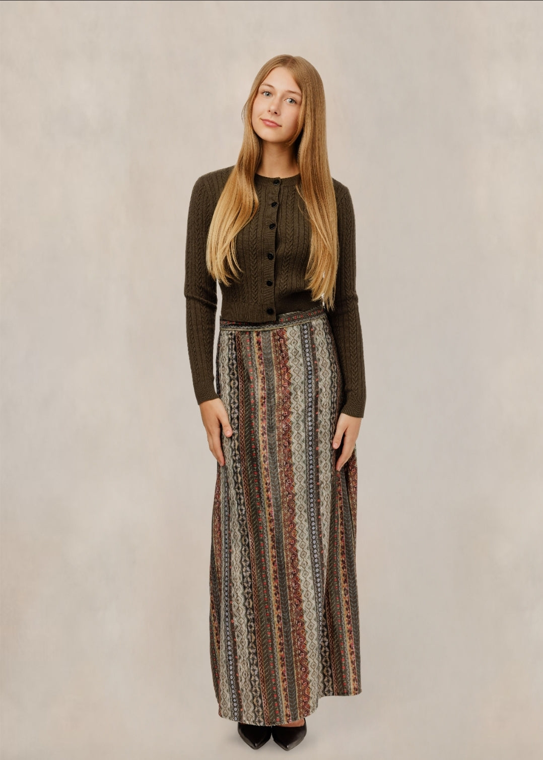 English Earth Tone Stripe Skirt TW61246S-A