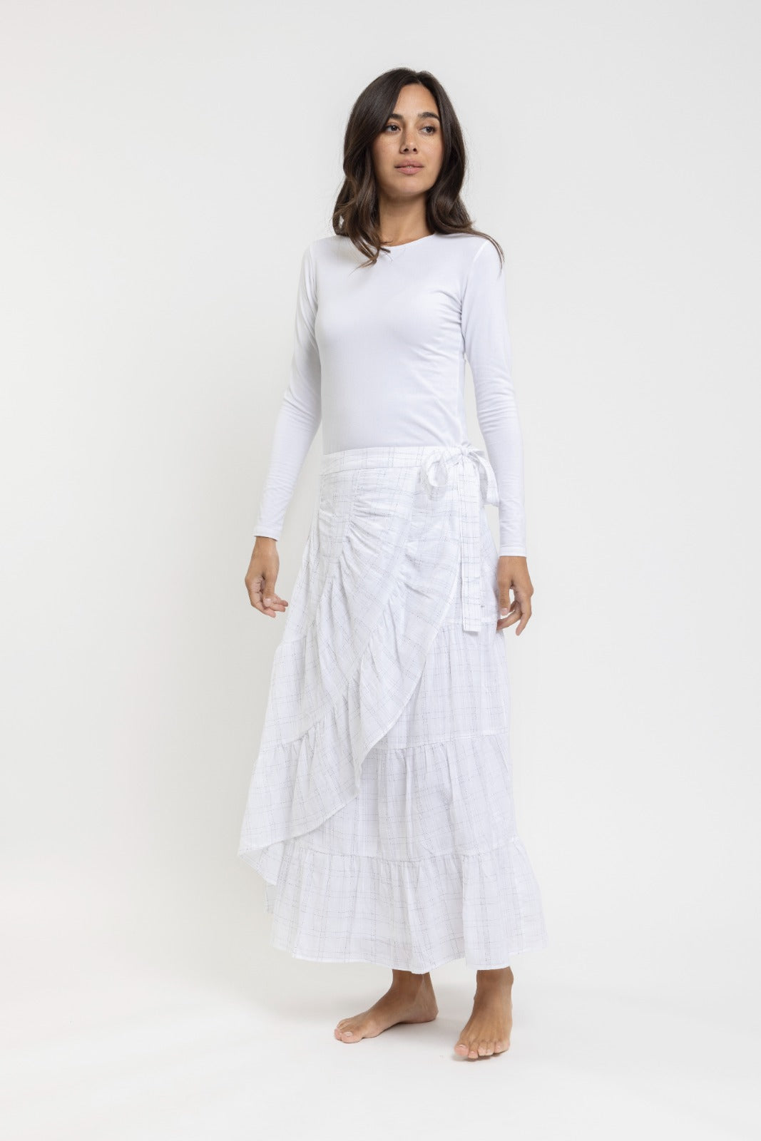 Danna Bella White Layered Wrap Skirt TNS23524-A