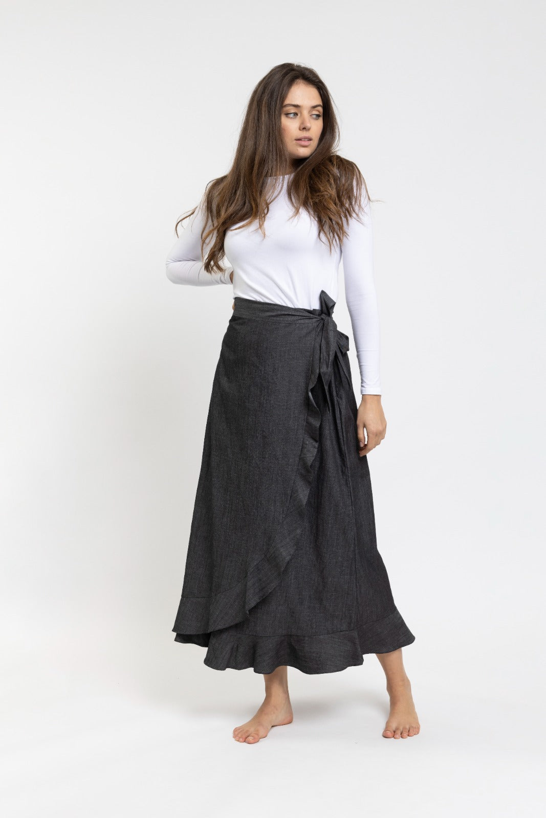 Danna Bella Blk Wrap Tie Skirt TNS23517-B