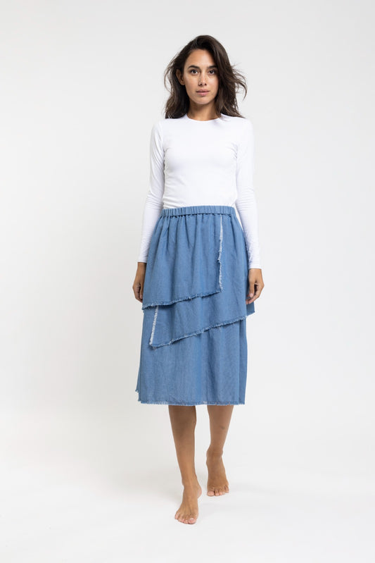 Danna Bella Blue Tiered Layer with Raw Edge TNS23502-A