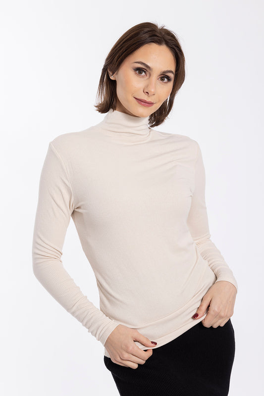 Monn Stone Ribbed Mockneck