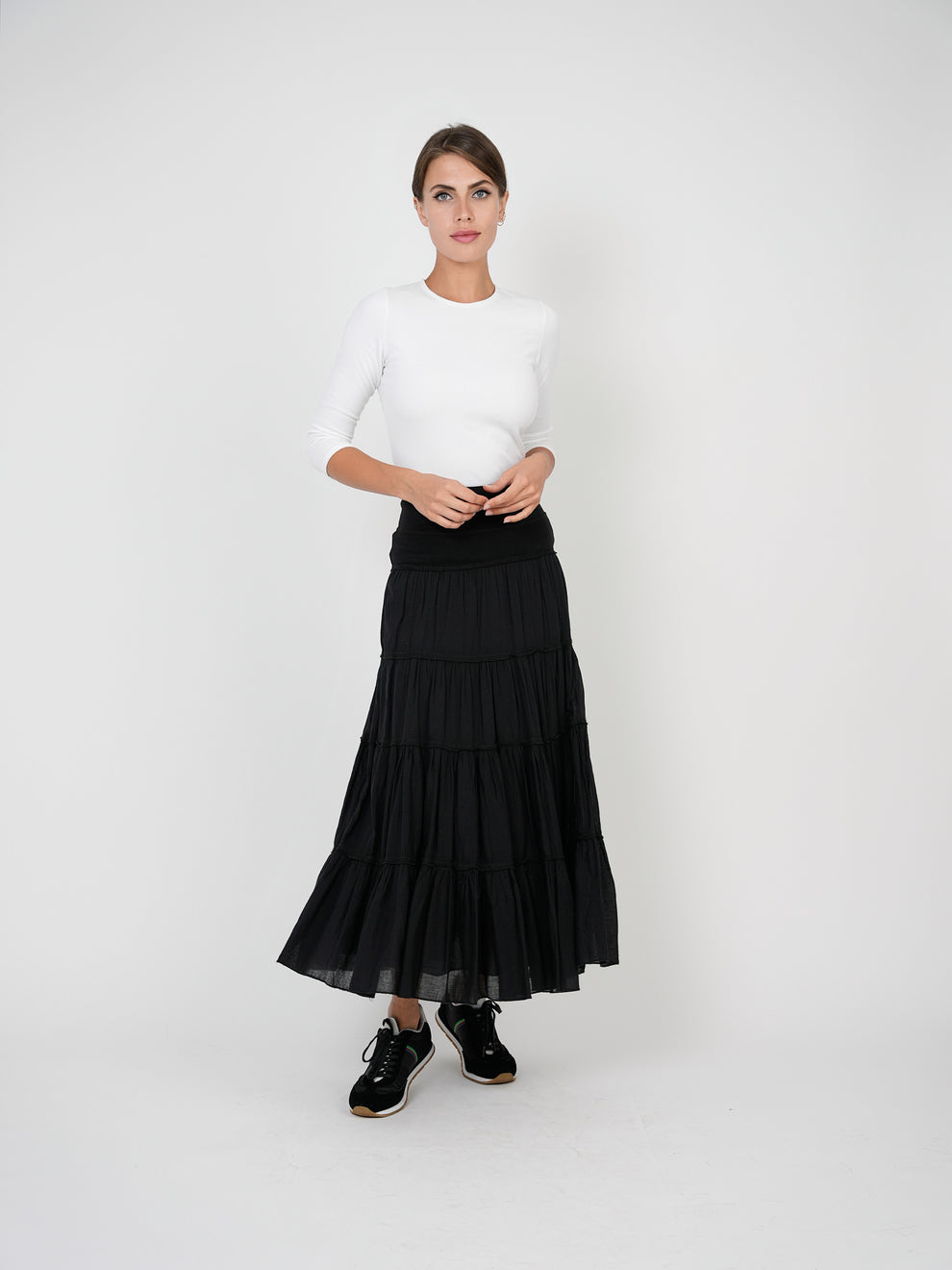 Red Myth Black Long Shirring Skirt SA9CM314L – Theskirtstop.com