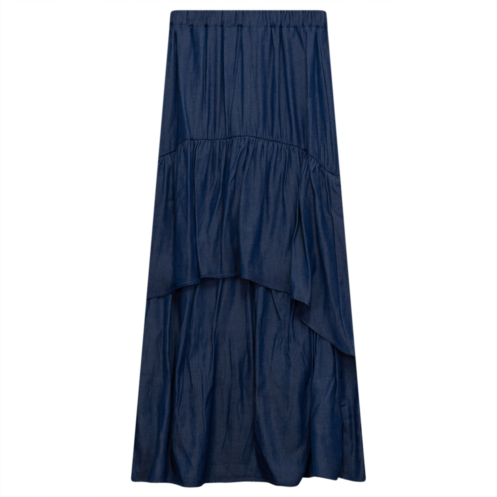 FYI Dark Denim Long Ruffle Skirt SB3CPT4795